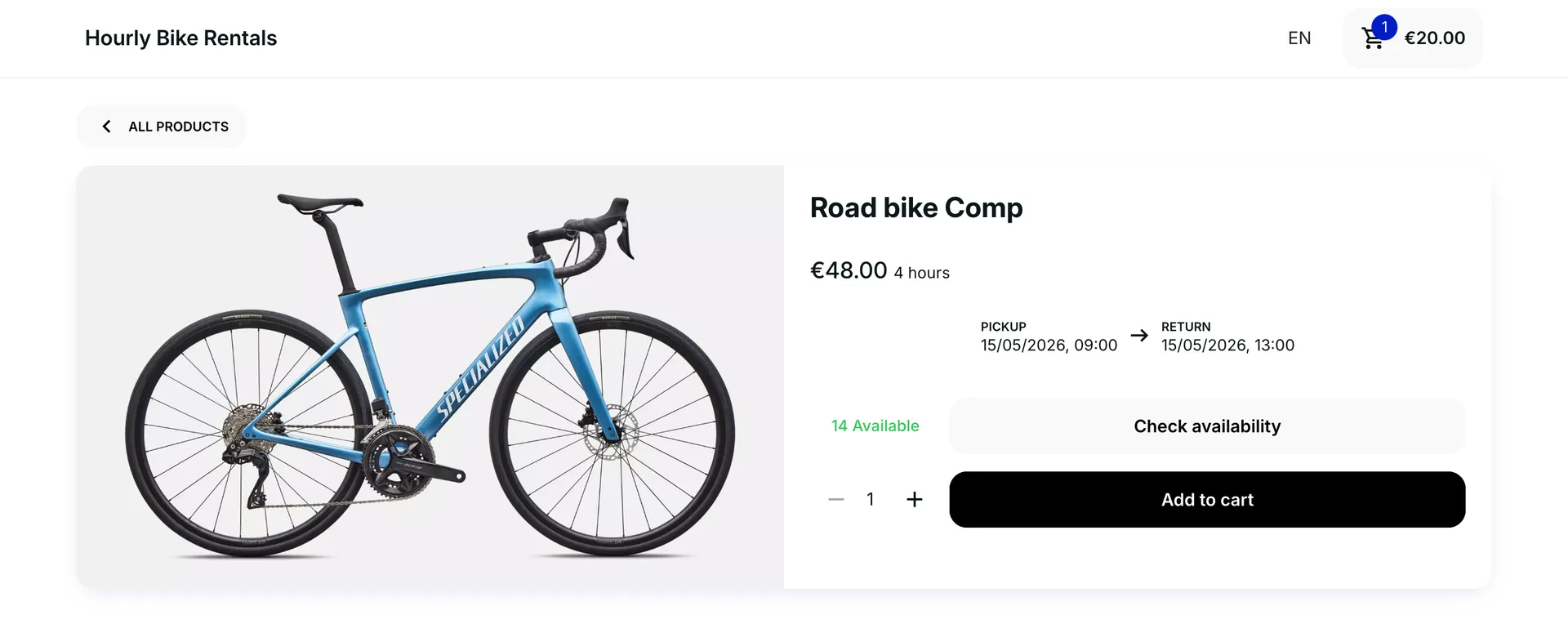 Online store product card